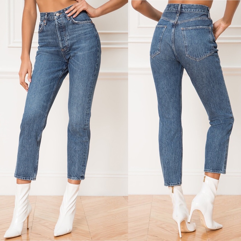 Agolde Riley High Rise Straight Crop 24 Air Blue